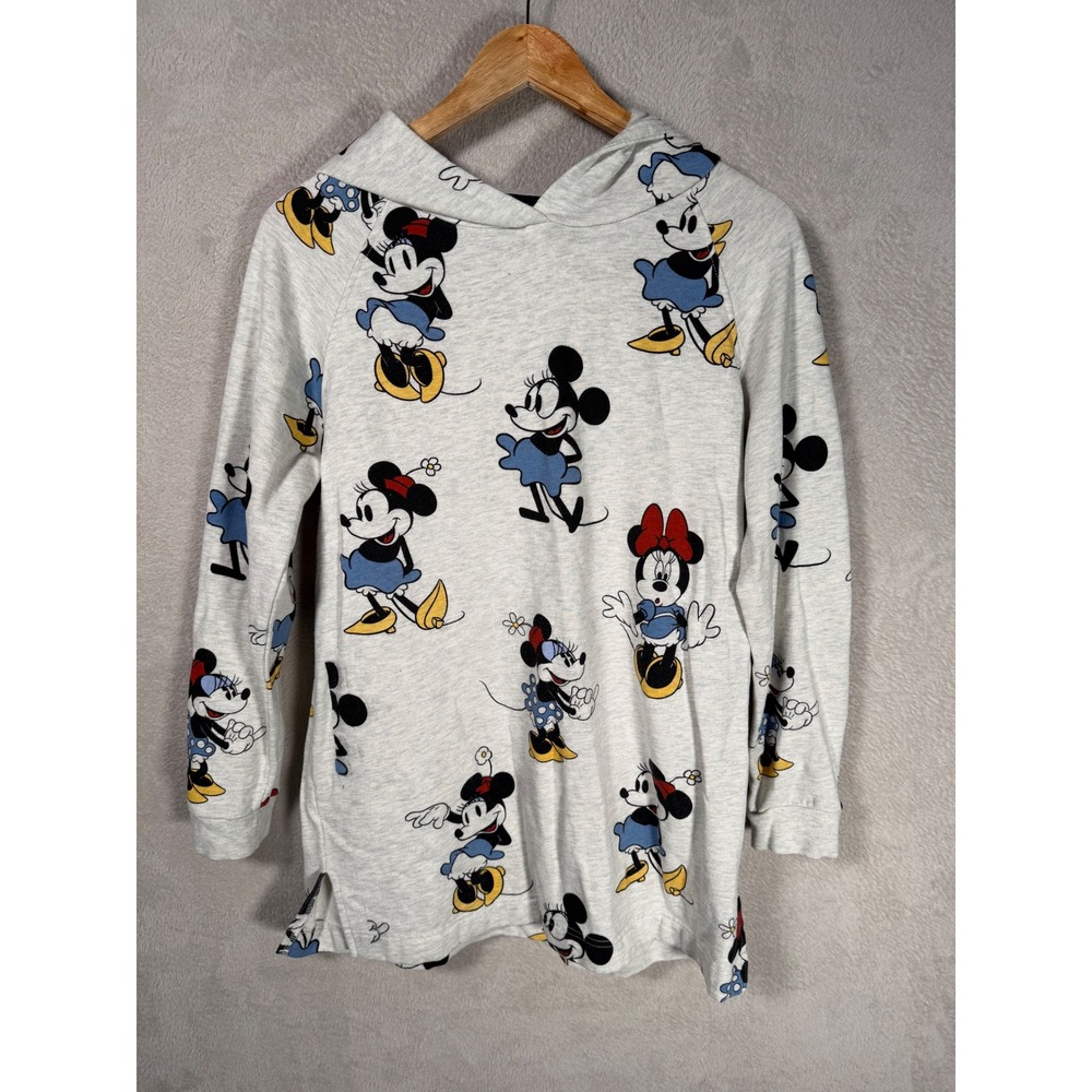 Disney Store Minnie Mouse All Over Print Hoodie Gray Heather XL Relaxed Fit